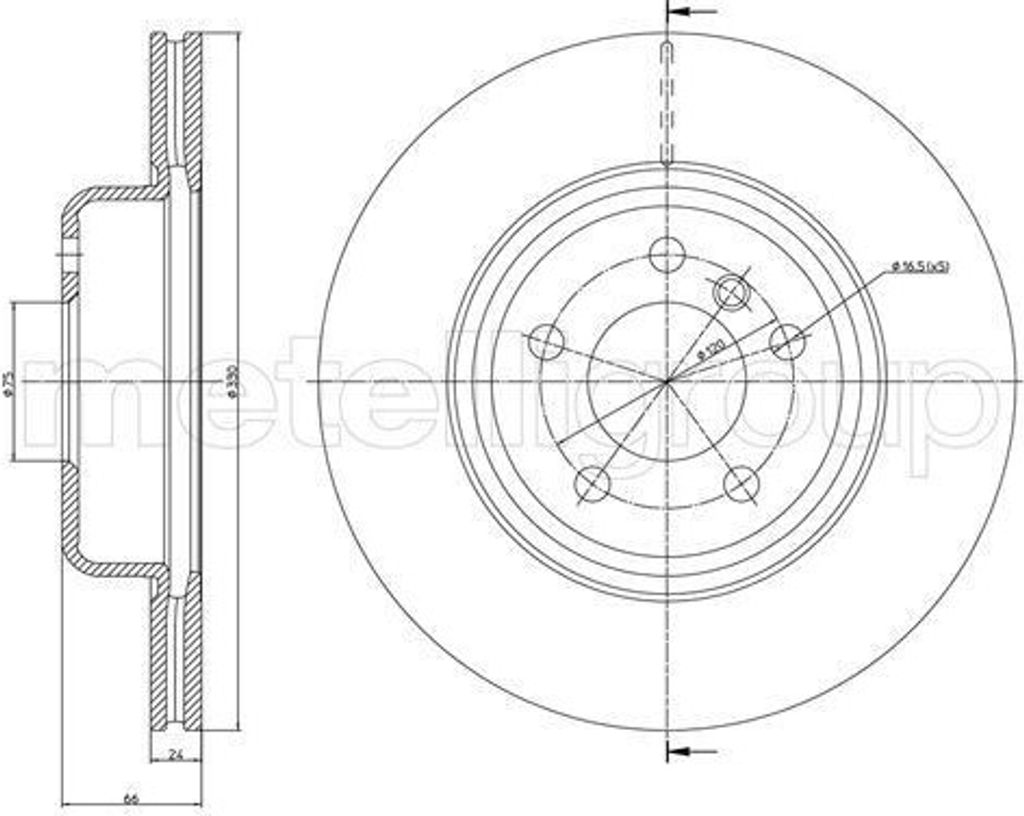 2x METELLI Bremsscheibe 23-1253C für BMW 5 Touring (F11) 5 Limousine (F10)