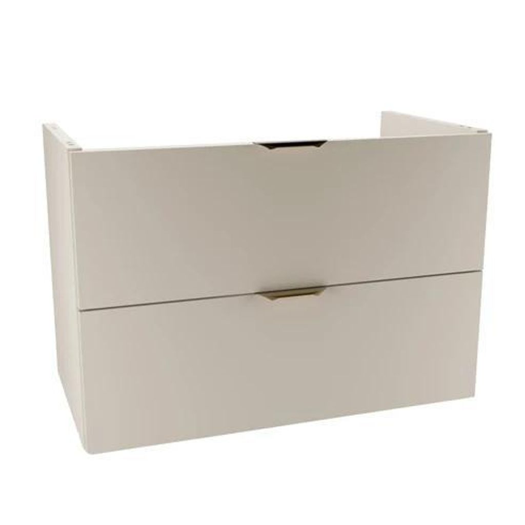 WENA Waschtischunterschrank 80 cm ohne Oberteil, gerade Fronten, Griffe aus Metall in der Farbe Gold Orio (Farbe: Kaschmir)