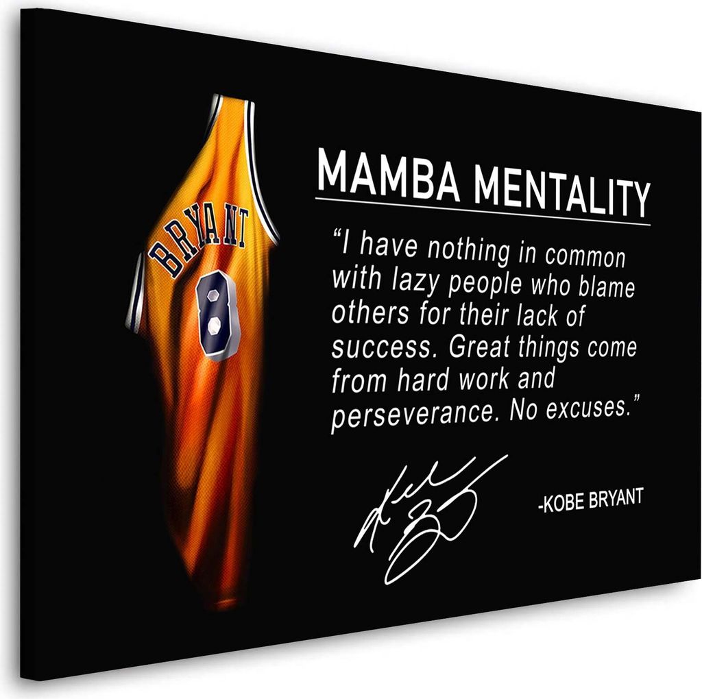 Mamba Mentalität Zitat Motivation Leinwandbild Wandbild Deko Kunst XL: 120x90x2cm