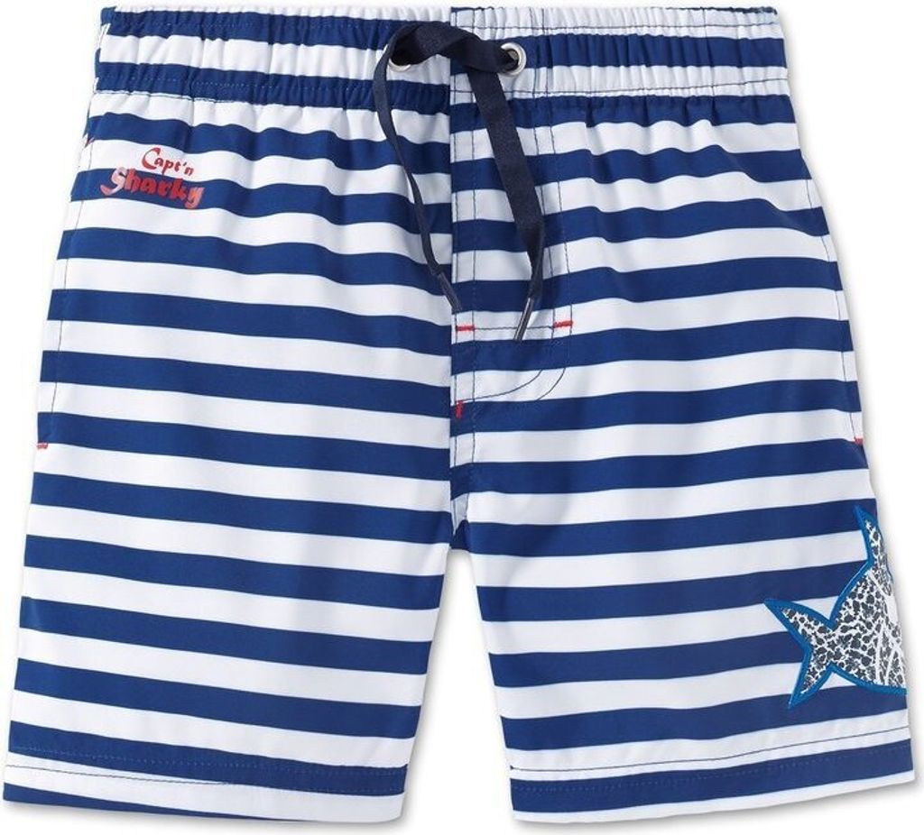 blau-weiß geringelte Badeshorts für Jungenaus der beliebten SCHIESSER-Badekollektion Capt ́n SharkyGröße 92