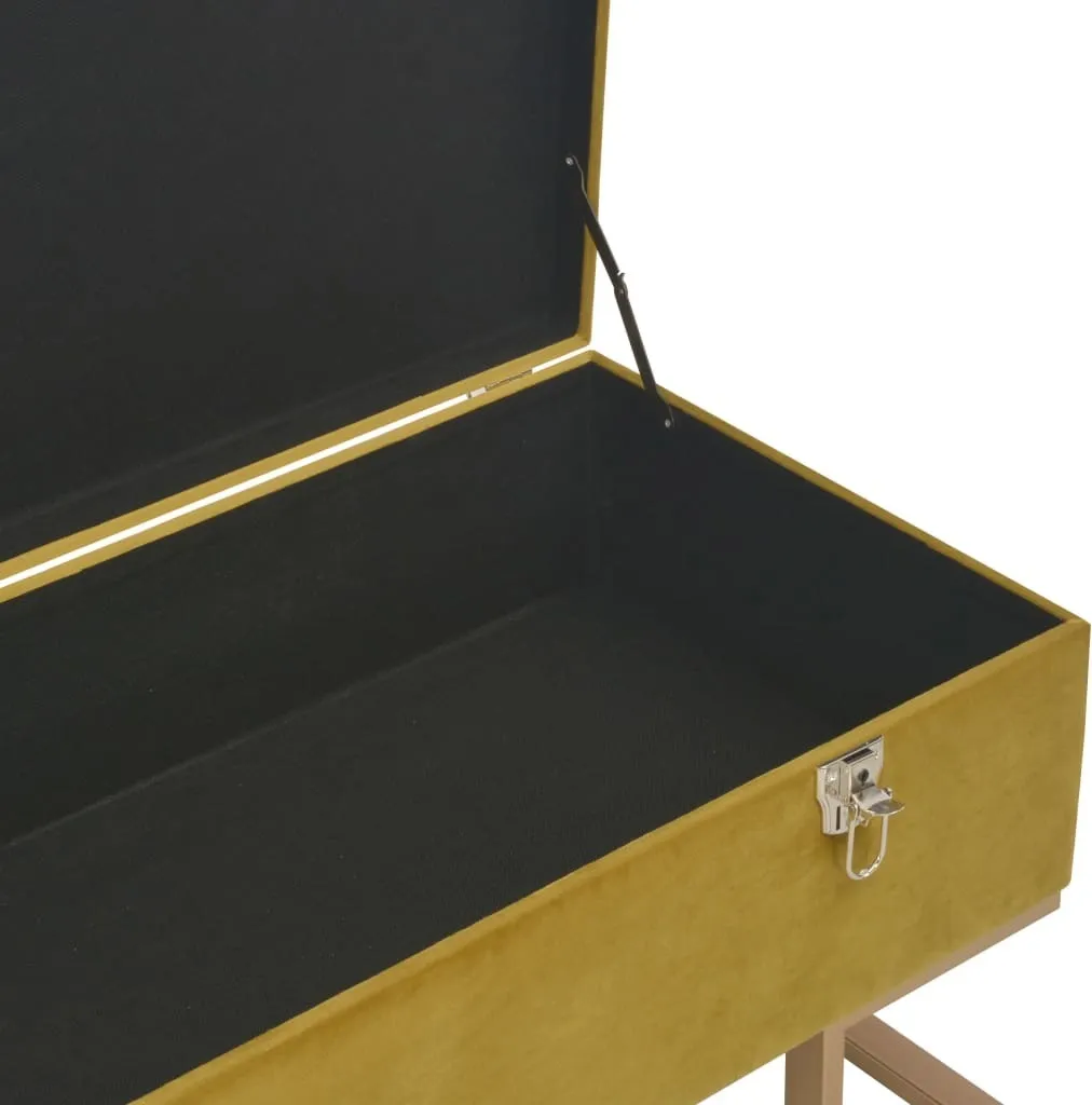 Banc avec rangement 105 cm velours jaune moutarde - Coffre élégant