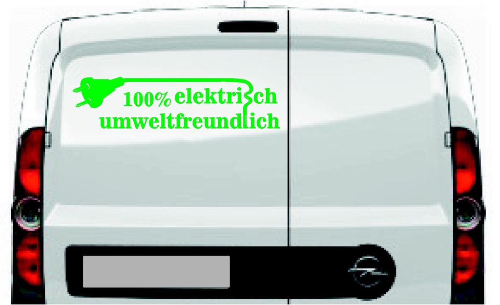 100% elektrisch, umweltfreundlich, Slogan E-Auto, gün