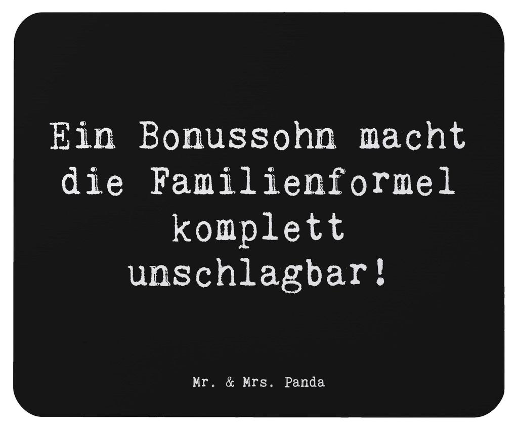 Mr. & Mrs. Panda Mousepad Spruch Unschlagbarer Bonussohn - Schwarz - Geschenk, Familienbeziehung, Familienbindung, Jubiläen, laptop, Mauspad, Läc...