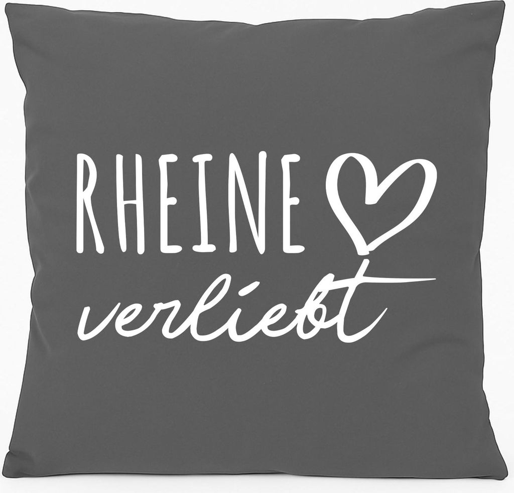 Huuraa Sofakissen Rheine verliebt Geschenk 40x40cm mit Füllung Steel Grey Baumwolle Rheine Mitbringsel