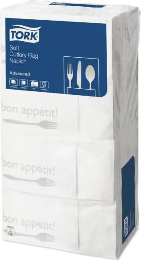 Tork 13662 Pochette à Couverts Soft Guten Appetit Blanche 200 Unités