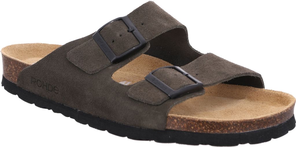 Rohde Herren Pantolette ergonomischer Zweiriemer aus Leder in Weite G Grado 5922, Größe:42 EU, Farbe:Grün