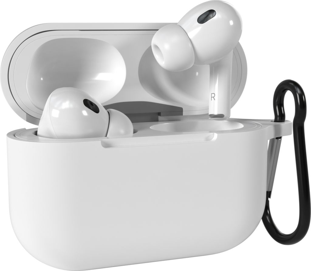 EAZY CASE - Schutzhülle für AirPods Pro 2 Hülle Schwarz Silikon Case Stoßfest mit Karabiner geeignet als Schlüsselanhänger Antikratz Etui rut...