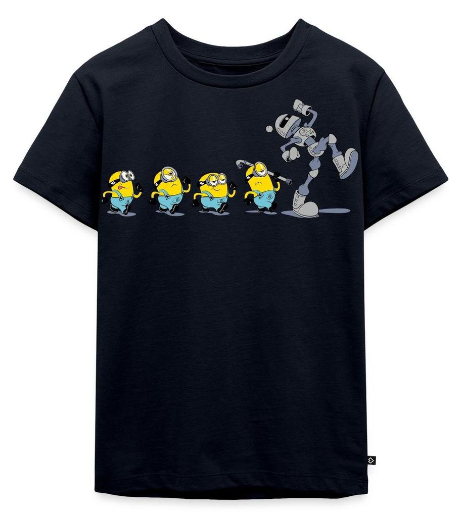 Spreadshirt Minions Marsch Mit Roboter Kinder Premium T-Shirt, 98/104 (2 Jahre), Navy