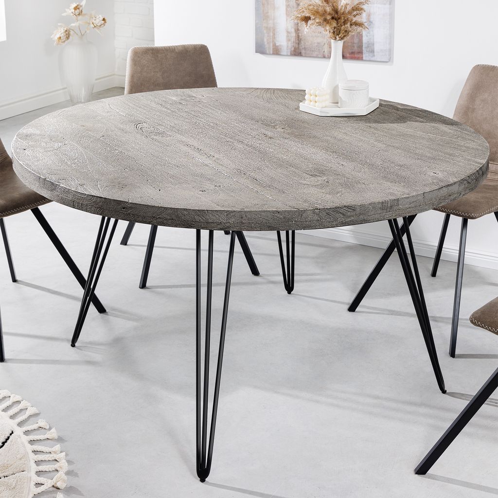 riess-ambiente Runder Esstisch SCORPION 120cm grau Mango Produktbild 