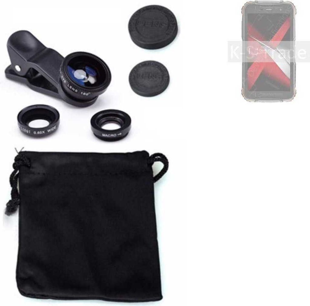 K-S-Trade Smartphone Kamera Linsen Set Kompatibel mit Doogee S35 3in1 Clip-On Kamera Adapter Macro Weitwinkel FishEye Fischauge Objektiv Linse