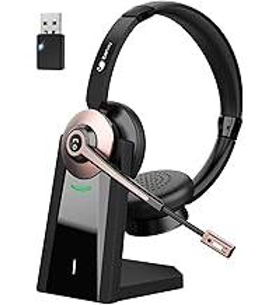 Earbay Kabelloses Headset, Bluetooth-Headset mit Mikrofon und Rauschunterdrückung & USB-Dongle, Kabellose mit Mikrofon Stummschaltung & Ladestatio...