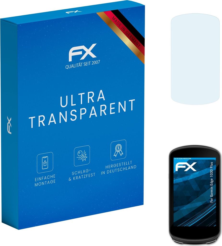 atFoliX FX-Clear 3x Schutzfolie kompatibel mit Garmin Edge 1030 Plus Displayschutzfolie