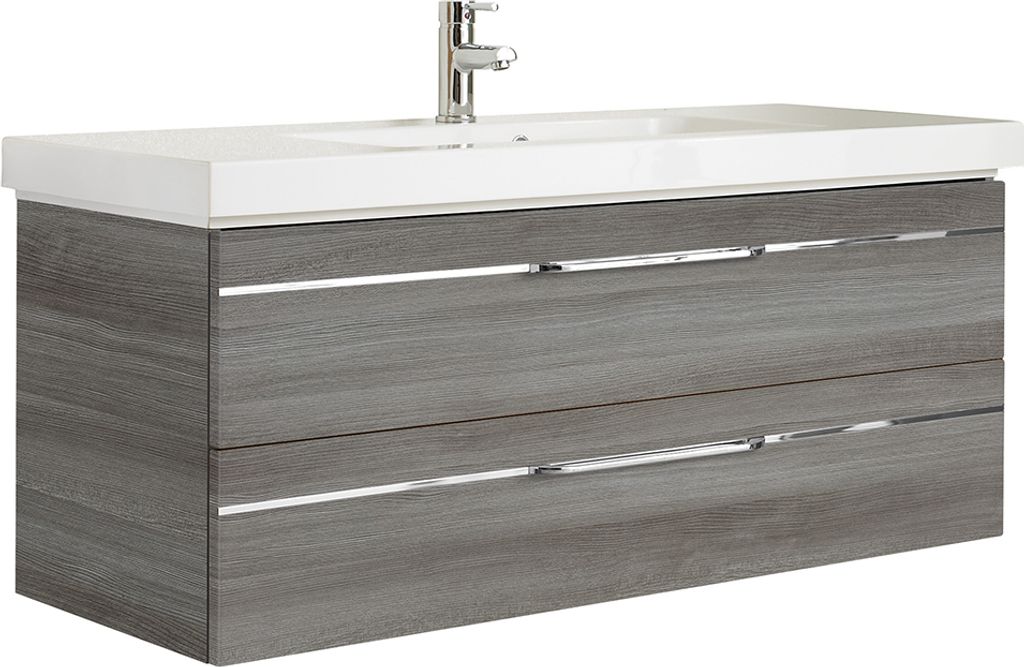 Badezimmer Waschtisch inkl. Waschbecken in Graphit Struktur quer Nb. BUDVA-66, B/H/T ca. 123,4/48/49 cm