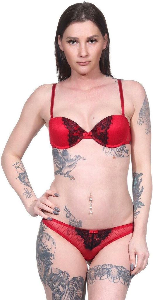 OSAB-Fashion Damen Dessous Set 2-teilig - Bügel-BH + Slip Mit Spitze & Push-Up - Mehrere Farben