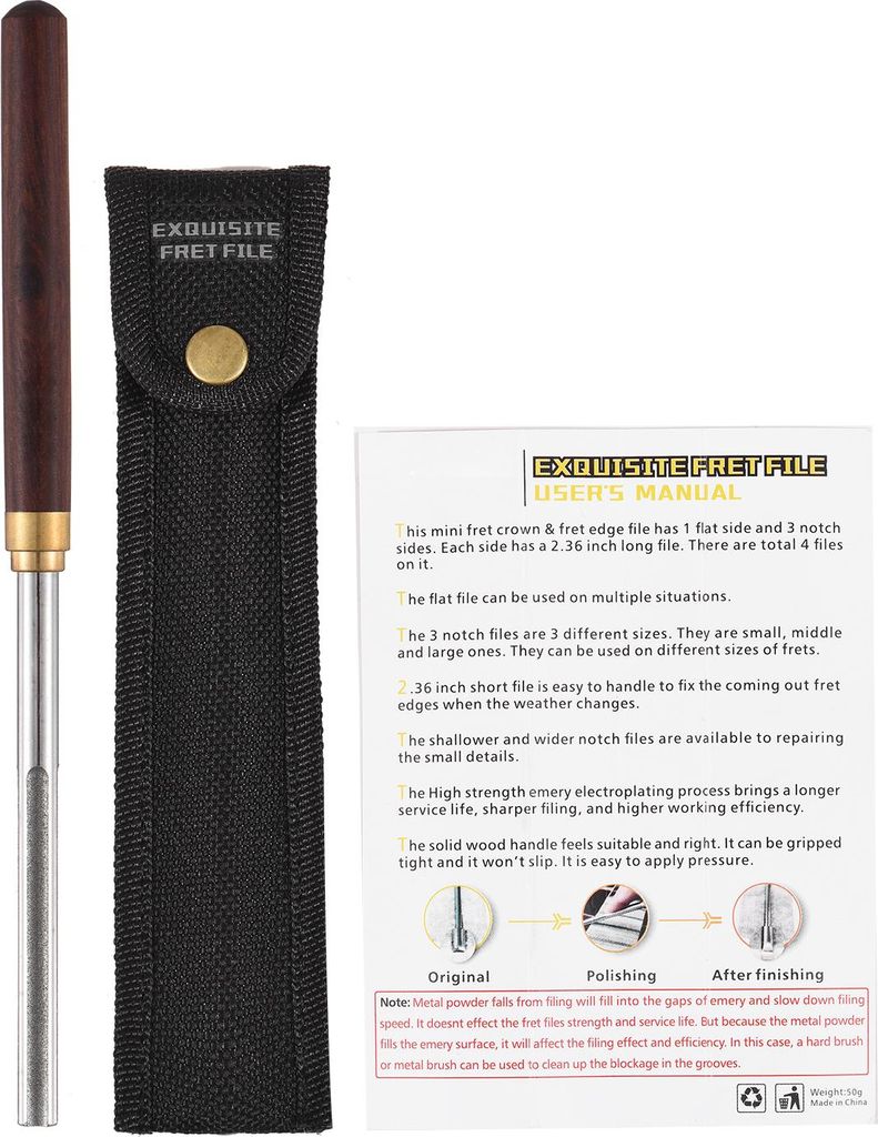 Reparaturwerkzeuge für Barockgitarren -Bund -Krönungsdateien mit 4 Größenkanten schmal/mittel/breiter Kerbe und flacher Holzgriff Gitter für G...