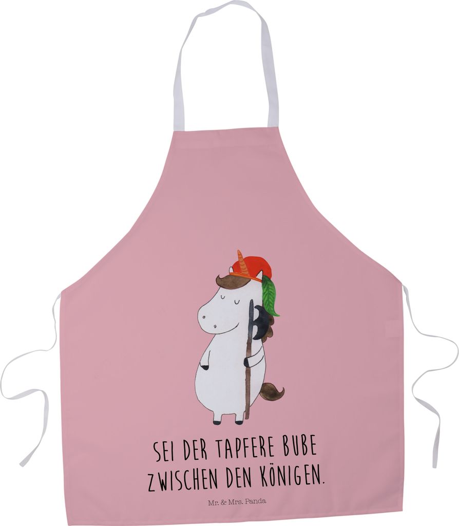 Mr. & Mrs. Panda Küchenschürze Einhorn Junge - Rot Pastell - Geschenk, Mittelalter, Latzschürze, Bube, Unicorn, Kochschürze, Grillschürze, Kü...