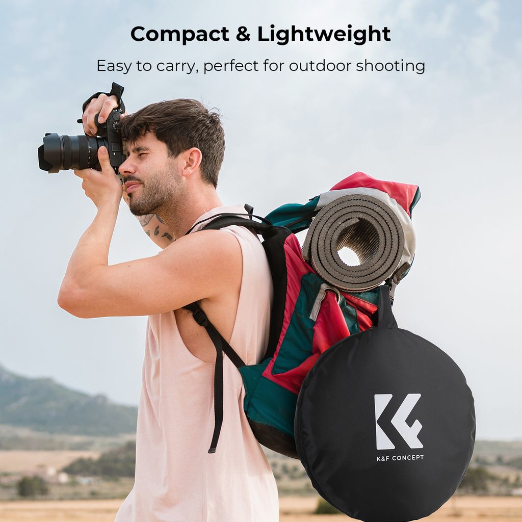 K&F CONCEPT 110 cm/43 Zoll zusammenklappbarer Lichtreflektor 5-in-1 (durchscheinend, Silber, Gold, Weiss, Schwarz) mit Tragetasche fuer Studio- und...