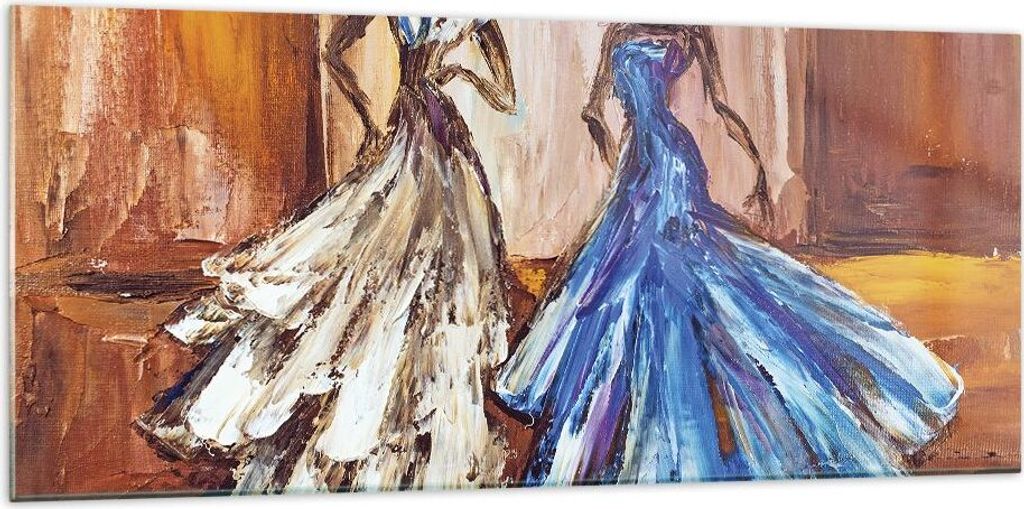 Bilder auf glas - Einteilig - Frauen Kleider Öl - 120x50cm - Glasbilder - Wandbilder - Bilder - zum Aufhängen bereit - Wanddekoration aus Glas - ...