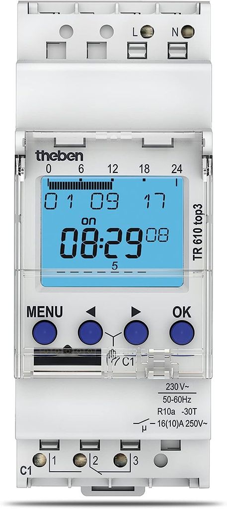 Theben TR610 top3 - digitale 1-Kanal Zeitschaltuhr mit Produktbild 