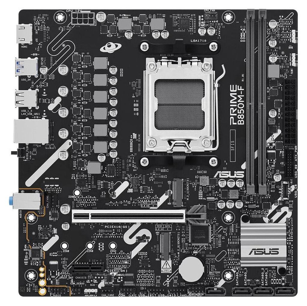 Asus Prime B850M-F Motherboard Micro-ATX AMD B850 Socket AM5 DDR5 PCIe 5.0 M.2 USB-C HDMI Aura Sync