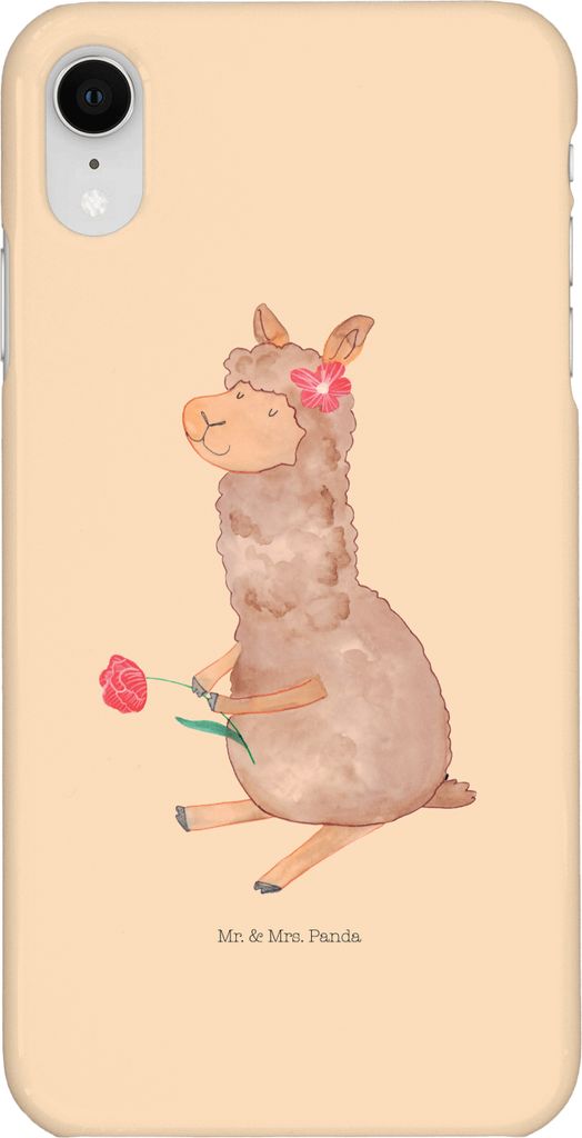 Mr. & Mrs. Panda Iphone XR Handyhülle Alpaka Blume - Kaktus Grün - Geschenk, Lama, Handy Case, Premium Kunststoff, Spruch, Lamas