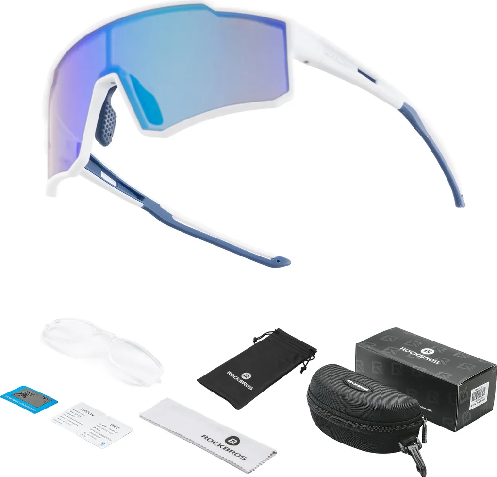 ROCKBROS Occhiali Bici Bianchi Polarizzati - Uomo/Donna Sport Sunglasses