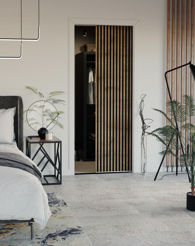 KIER FURNITURE Schiebetüren Evo Belmo + Kassette und Rahmen 90cm, Eiche Craft Gold