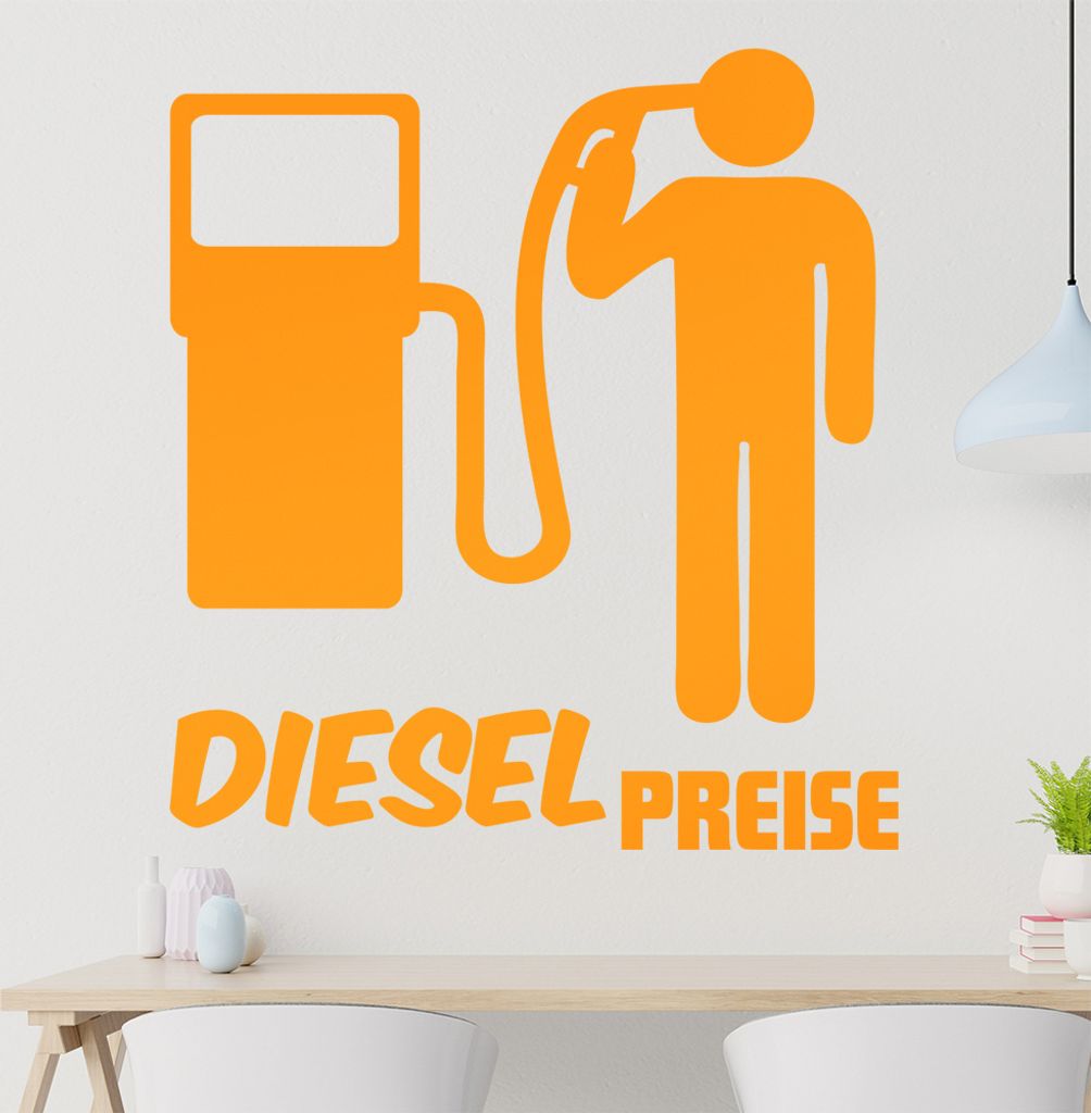 Diesel Preise Wandtattoo in 6 Größen - Wandaufkleber Wall Sticker - Dekoration, Küche, Wohnzimmer, Schlafzimmer, Badezimmer