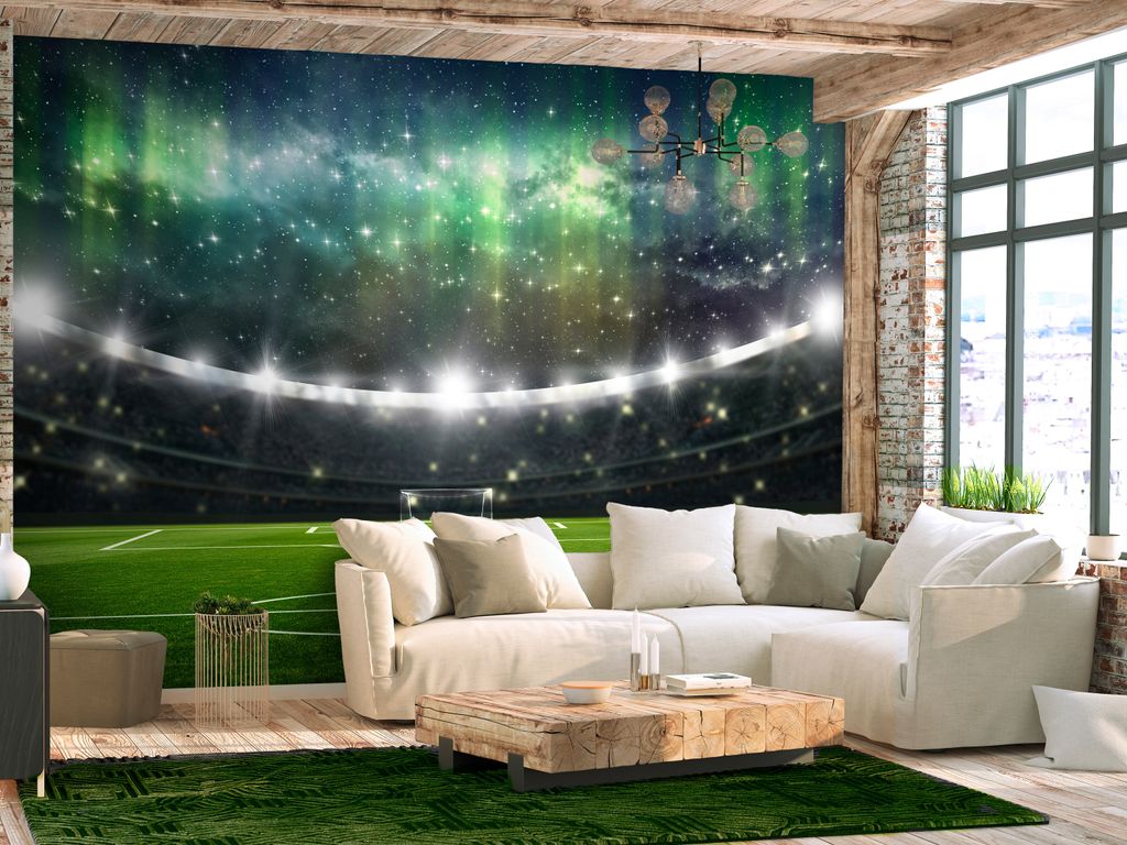 Vlies Fototapete Fußball 400x280 cm Tapeten Wandtapete XXL Fussballstadion Nordlicht i-C-10045-a-a
