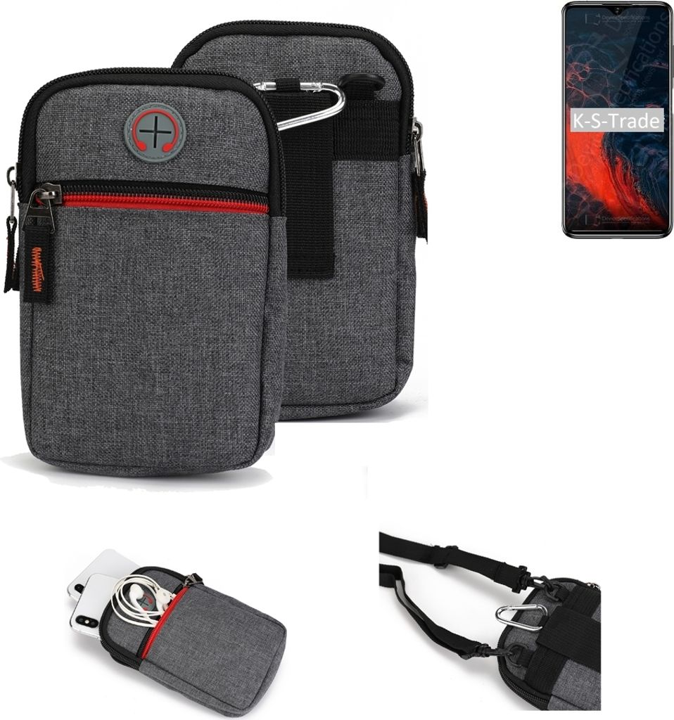 K-S-Trade Holster Gürteltasche kompatibel mit Elephone E10 Handy Tasche Schutz Hülle grau Zusatzfächer 1x