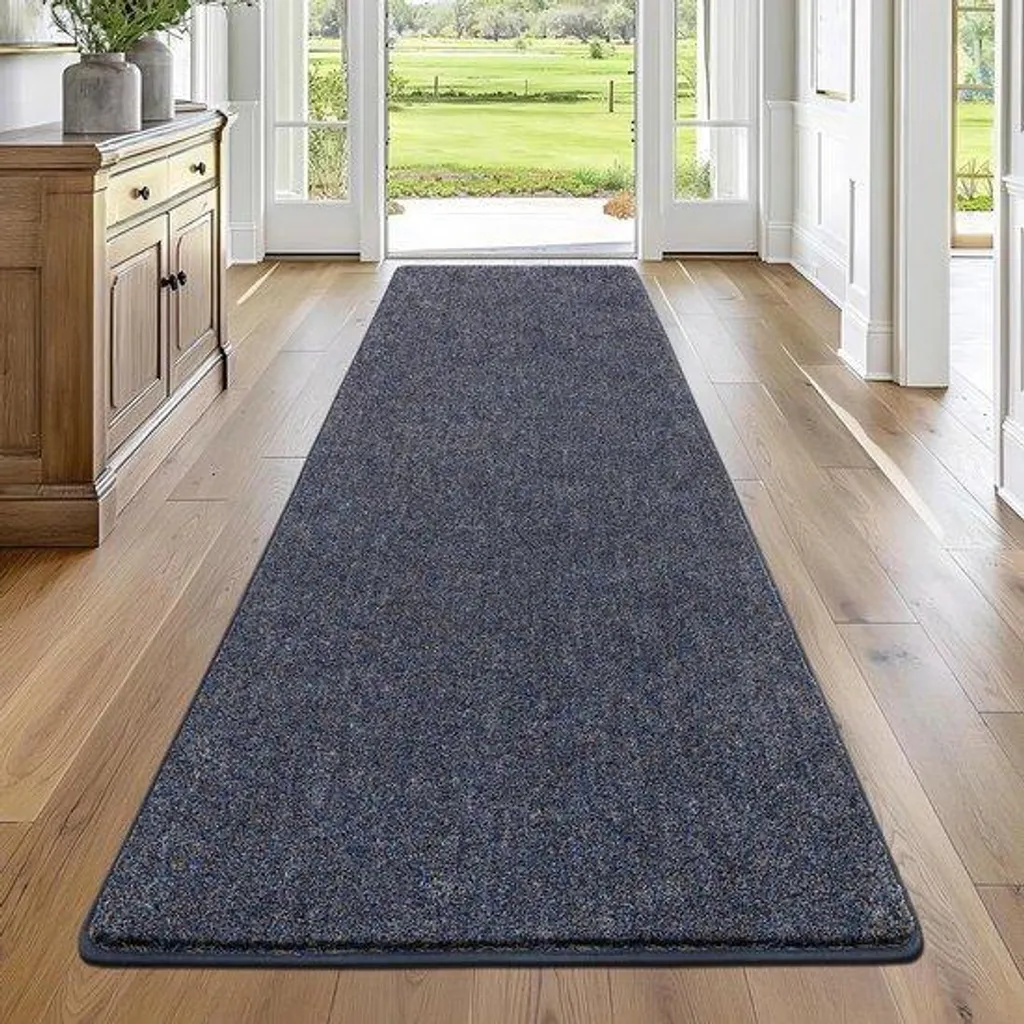 Tapis de cuisine antidérapant 80 x 200 cm lavable bleu et gris