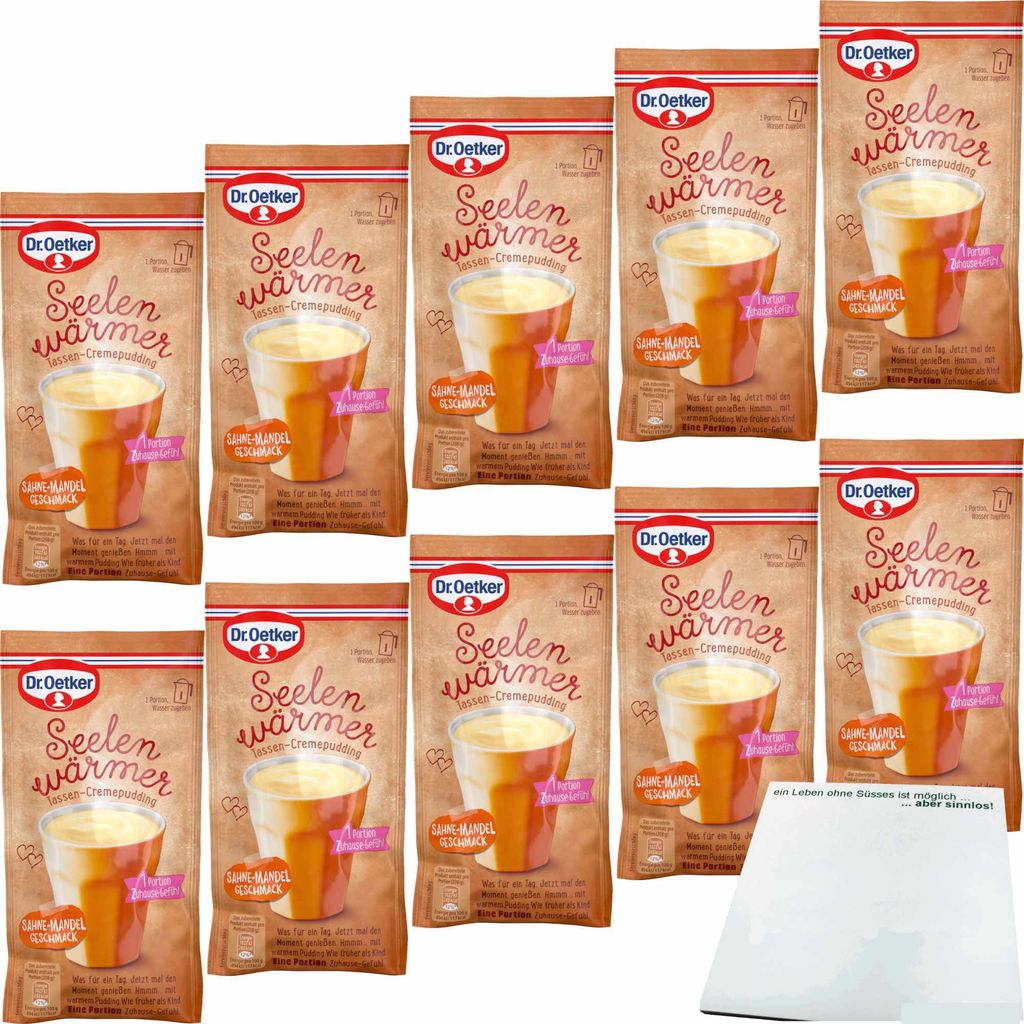 Dr. Oetker Seelenwärmer Sahne Mandel 10er Pack (10x58g Beutel) + usy Block