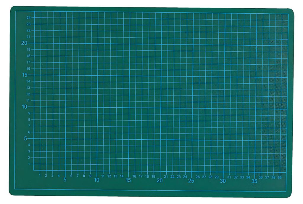 Schneidematte, 45x30cm, grün/schwarz 5-lagig, mit 10-und Produktbild 