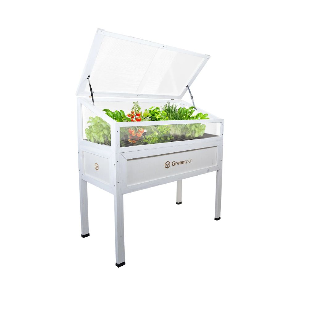 QLS Mini-Gewächshaus aus Holz Vintage 110x55 Hochbeet Balkon Frühbeet Terrasse 11266