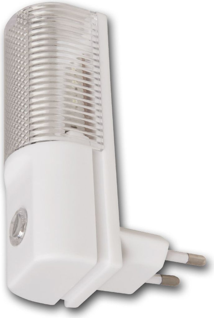 A white LED night light with a European plug.