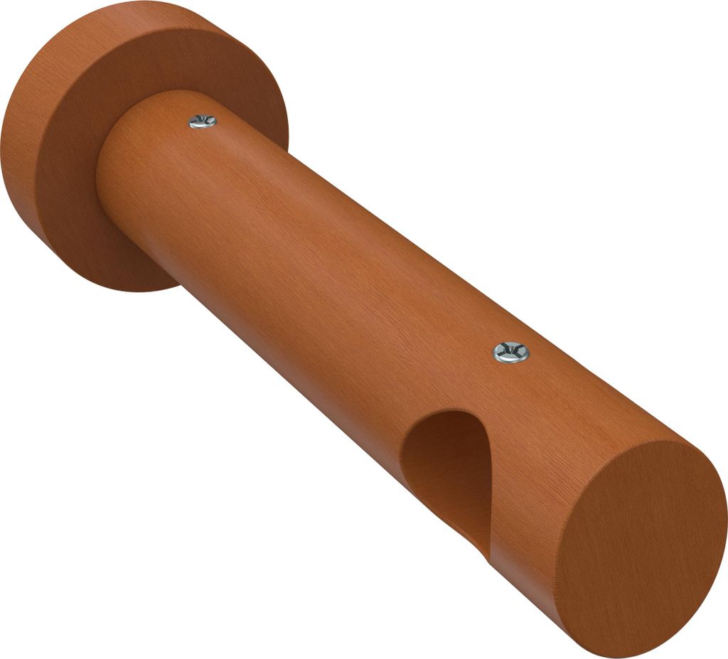 Interdeco Träger mit Abstand 12 cm / Wandhalterung für Gardinenstangen 20 mm Ø, 1-läufig Kirschbaum lackiert, Typ Talena