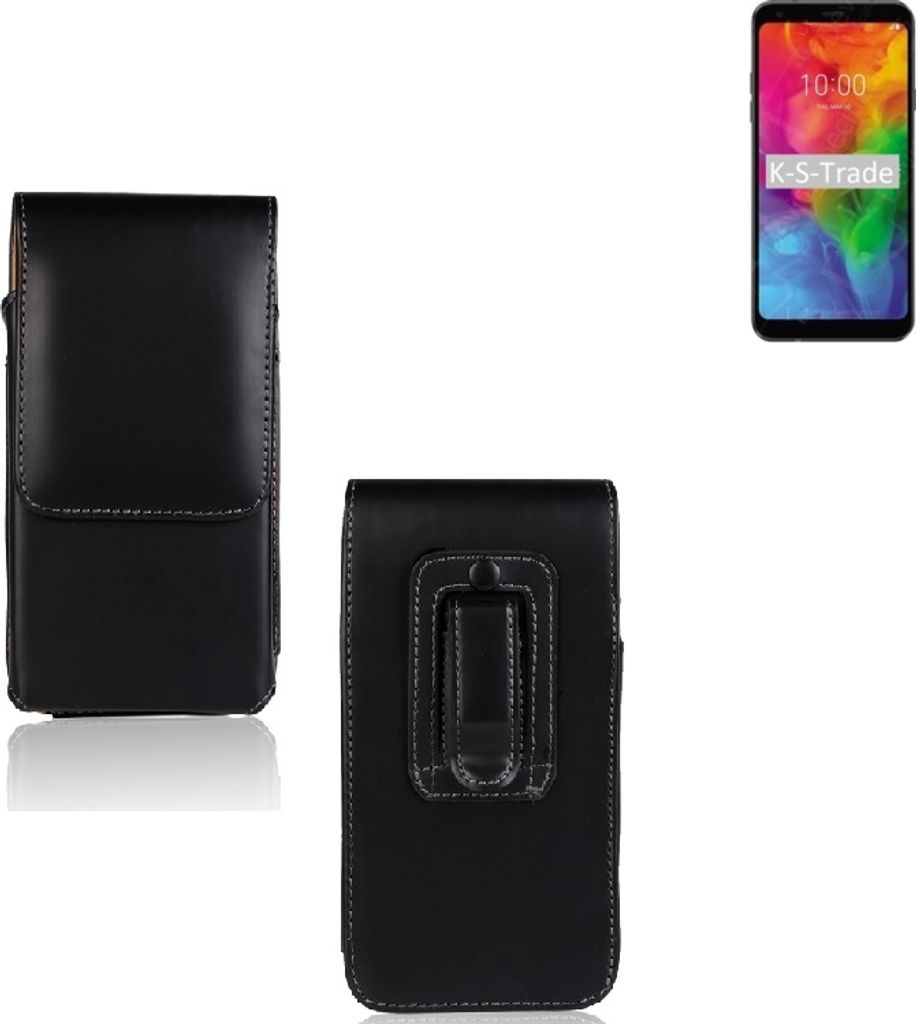 K-S-Trade Gürteltasche kompatibel mit LG Electronics Q7+ Schutz-Hülle Handy-Hülle mit Magnetverschluss Holster in schwarz
