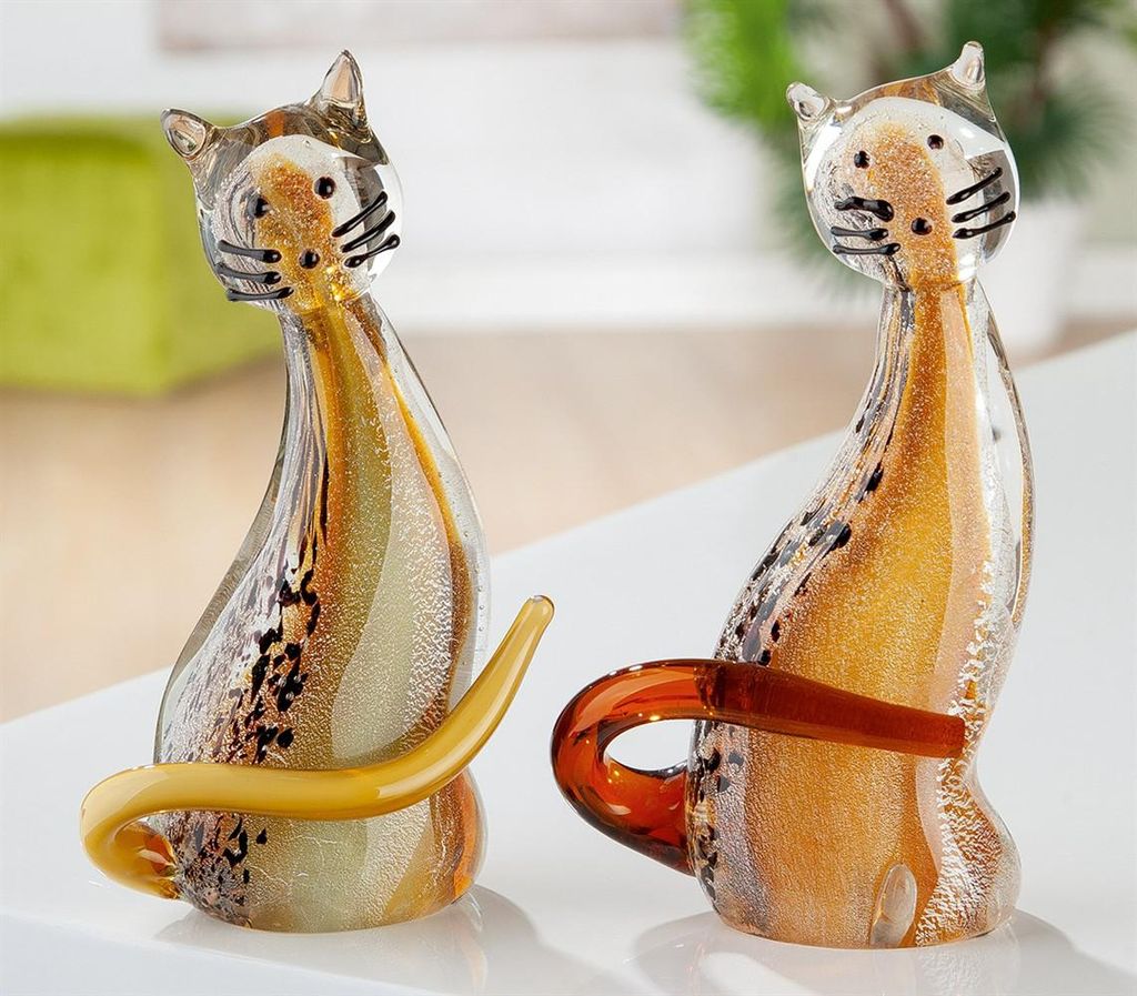 Gilde Glass Art, Figur, Katze, "Mocha", Glas, braun, Produktbild 