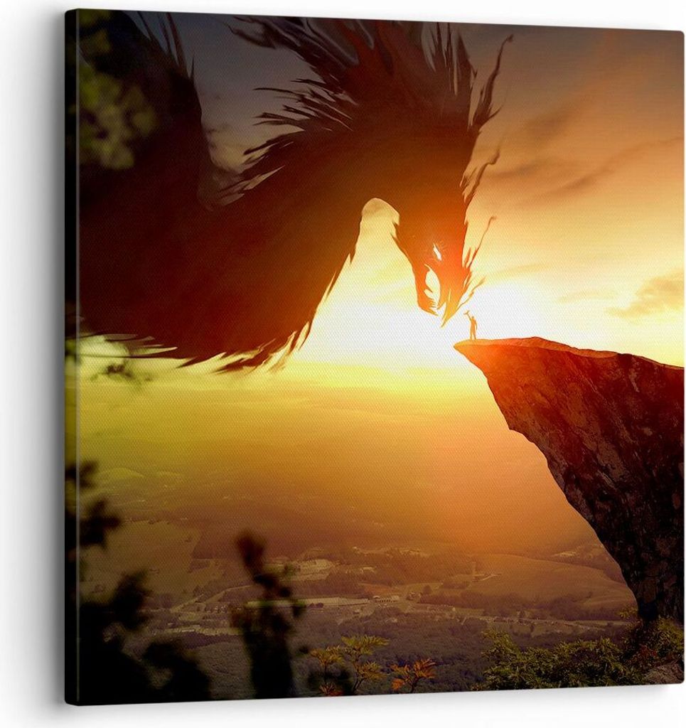 Bild auf Leinwand - Leinwandbild - Drache Rock Kreatur - 30x30cm - Wand Bild - Wanddeko - Wandbilder - Leinwanddruck - Bilder - Kunstdruck - Wandde...