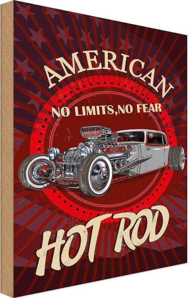 vianmo Holzschild 40x30 cm hot rod Auto no limits fear Garage Werkstatt