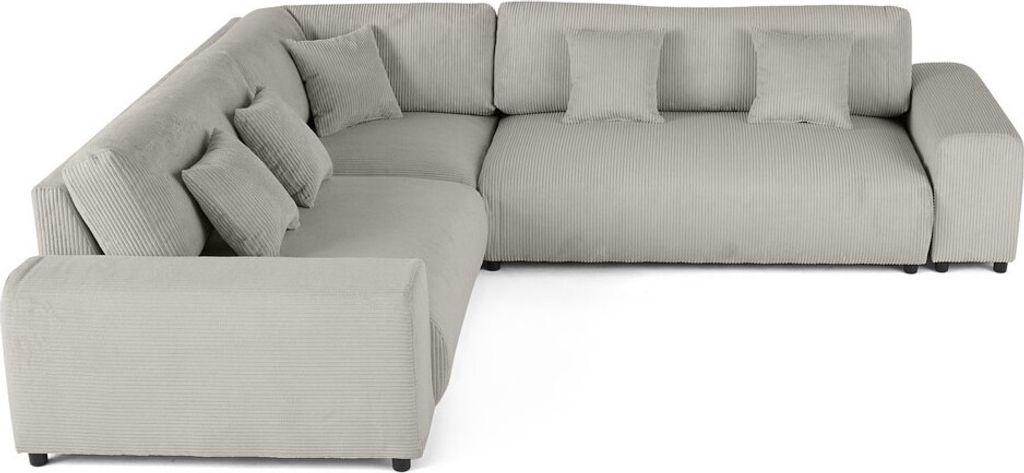 Lisa Design Garance - modulares Sofa Ecke links - 5 Sitzplätze - aus Samtsofa. , Hellgrau