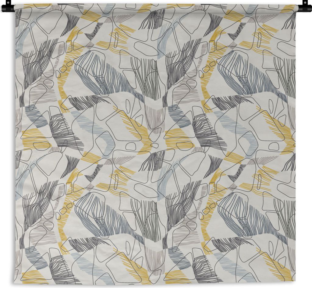 MuchoWow Wandteppich Wandbehang Linienkunst - Dschungel - Muster - Gold 120x120 cm Tapisserie Dekoration Wandtuch - Modern - Baumwollgewebe