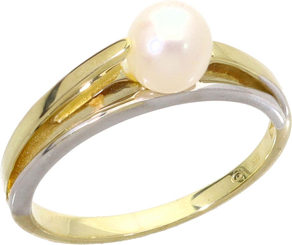 Damen Ring echt Gold 333 (8 kt) in bicolor mit Süßwasserperle