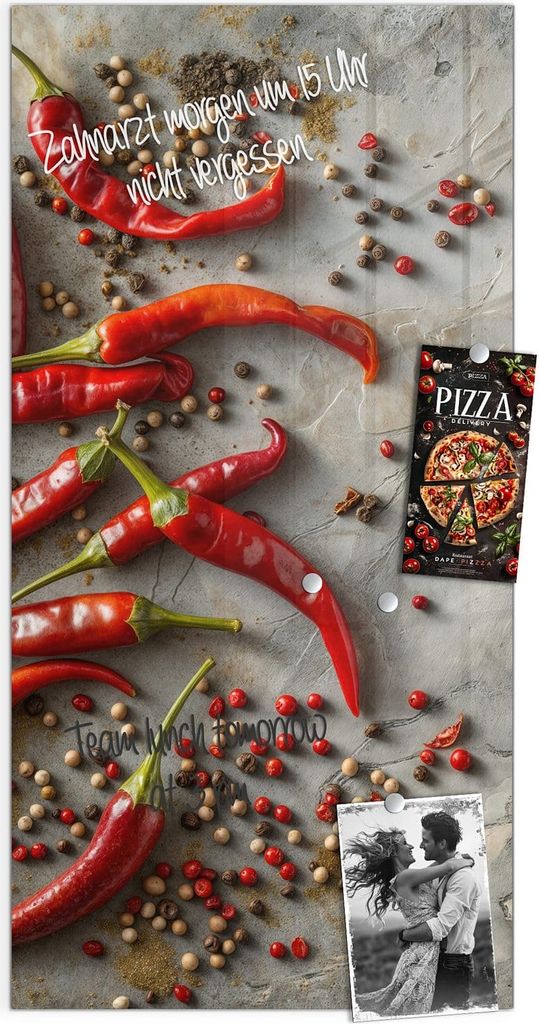 Magnettafel 50x100cm Pinnwand Whiteboard beschreibbar - Chili Schoten