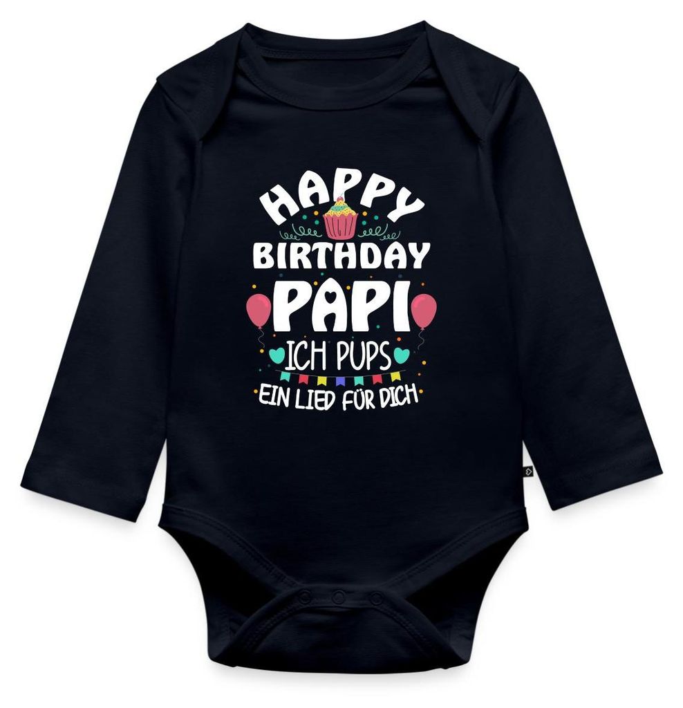 Spreadshirt Geburtstag Papa Ich Pups Ein Lied Für Dich Tages Baby Body Langarm, 74 (6-9 M.), Navy