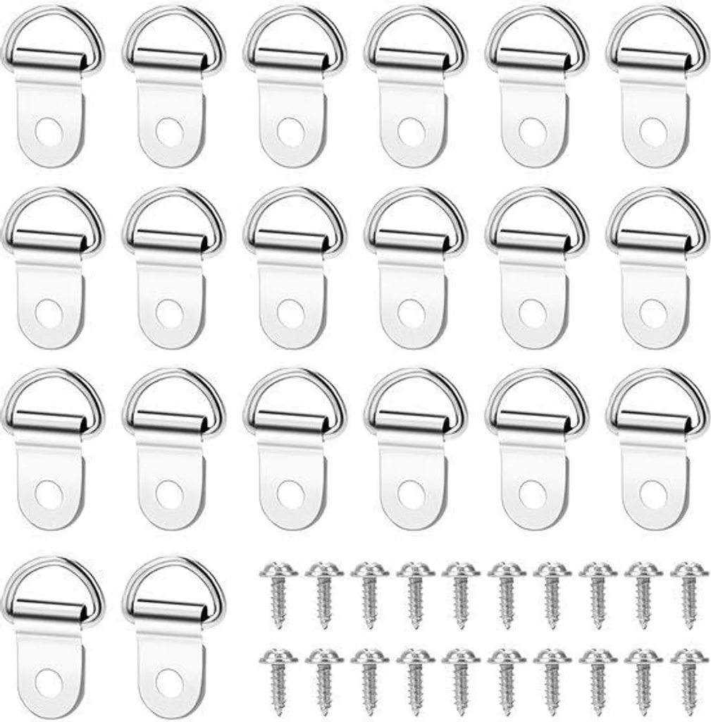 Attache Tableau en D-Ring Noir : Pack de 20 Supports pour Déco Murale