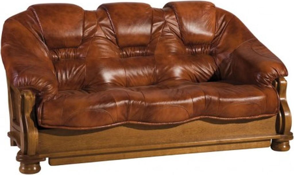 Klassische Garnitur 3+2+1 Sitzer Polster Sofagarnitur Couch Sofa 100% Leder Sofa