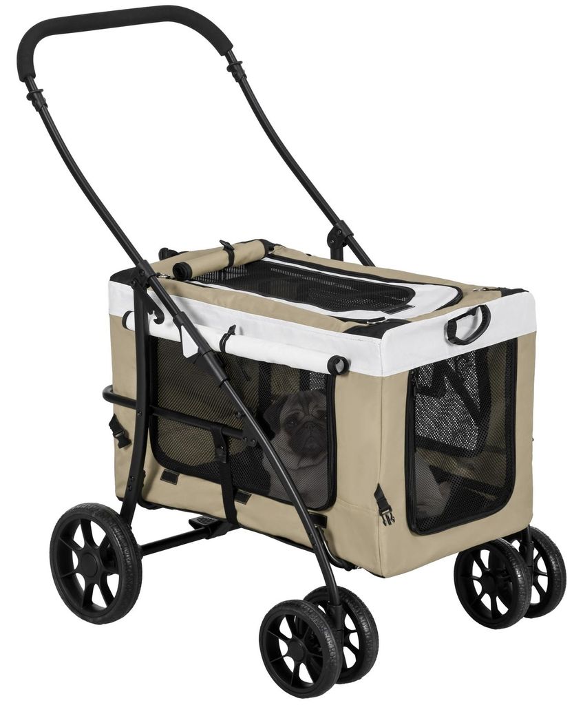 Hundbuggy Haustierbuggy Hundewagen, klappbar, abnehmbarer Korb