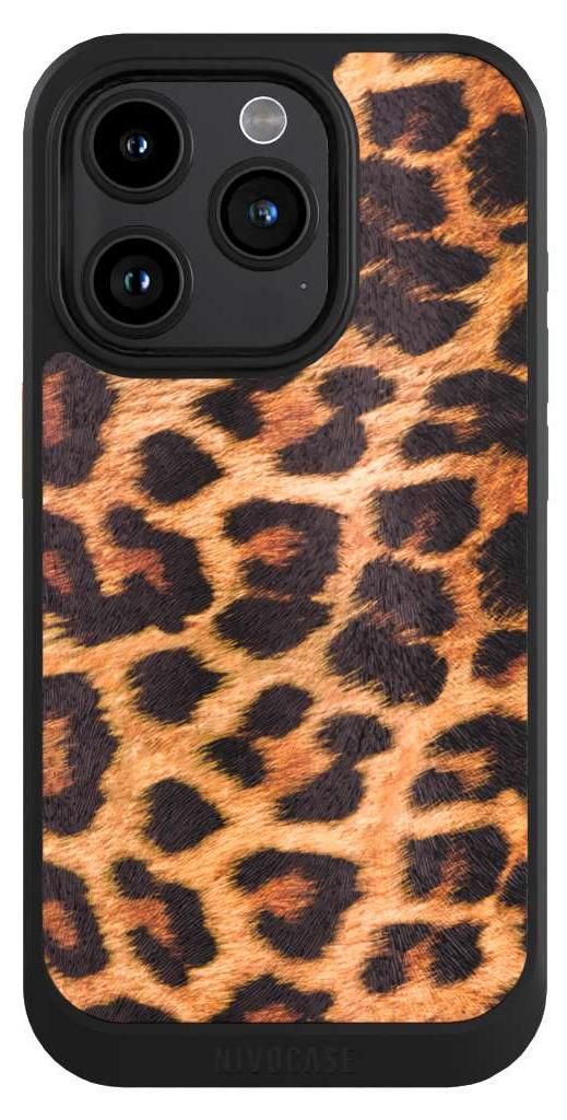 NIVOCASE Hülle für Apple iPhone 15 Pro Handyhülle NIVOcore Case Schwarz Animalprint Fell Leopard