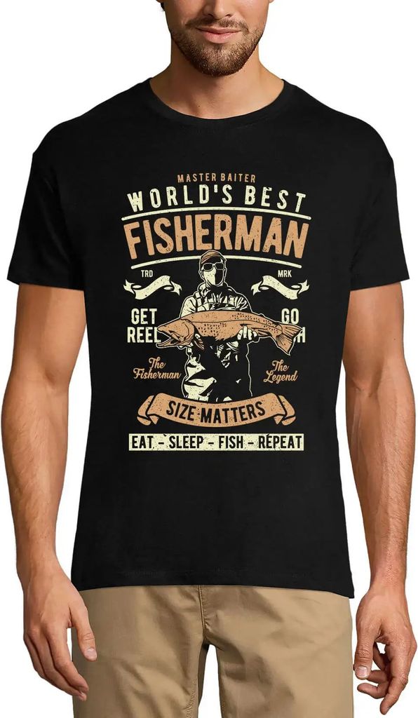 Herren Grafik T-Shirt Meisterköder - der beste Angler der Welt - Größe spielt eine Rolle lustig – Master Baiter - World's Best Fisherman - Siz...